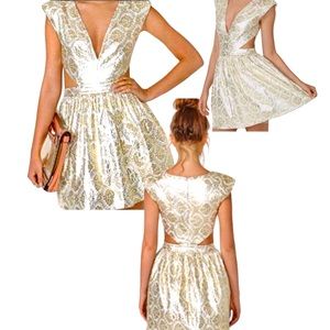 MUSTARD SEED GOLD FOIL CUTOUT DRESS!